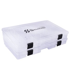 Sougayilang Fishing Tackle Boxes - 3600 3700 Plastic Storage Organizer Box with Removable Dividers - Fishing Tackle Storage - 2 Packs 3700 Transparent Tackle Trays