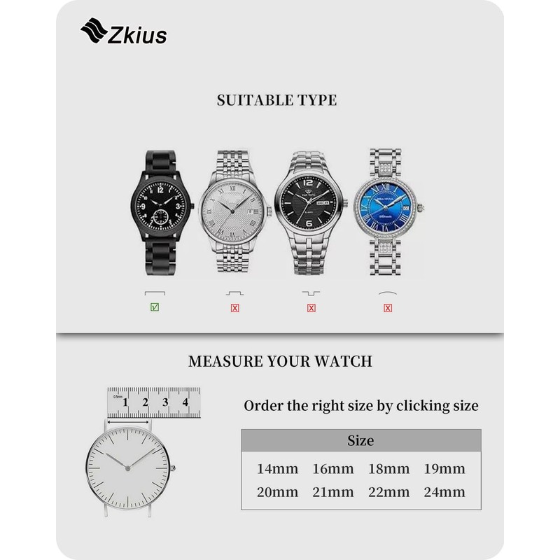 Zkius 24mm Quick Release Watch Straps,Leather Replacement Watch Band for