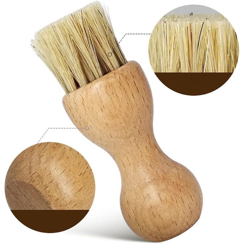 Wooden Shoe Brush Set, Buffing Brushes Suede Cleaning ，Natural and