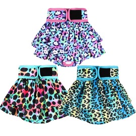wegreeco Dog Diapers Female (3 Pack), Highly Absorbent Dog Diapers for Female Dogs, Washable Dog Diapers for Dogs in Heat, Incontinence, or Excitable Urination (Colorful Leopard, Small)