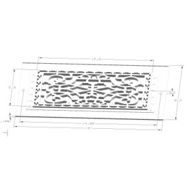 SMI Ventilation Products VWM614 Cold Air Return - 6 in x 14 in Victorian Style Wall Mount - Outside Dimensions 8 in x 16 in
