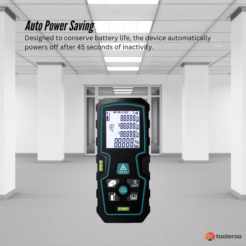 Tooleroo 40m Digital Laser Distance Measurer - LCD Area Volume