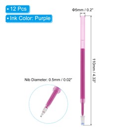 PATIKIL Erasable Gel Pen Refills, 12 Pcs Gel Ink Pens Refills Press Click Pen Fine Point 0.5mm Retractable Pens for Planner Writing Painting, Purple
