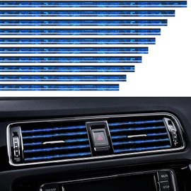 VICDUEKG Pack of 10 Car Air Vent Decoration, 20 cm Car Styling Trim DIY Ventilation Grille Interior Strips, Car Air Conditioning Air Outlet Trim Strip Decor Accessories (Light Blue)