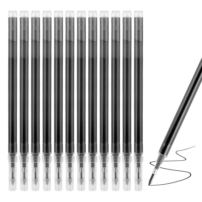 12-Pack Erasable Pen Refills, Compatible with Pilot Frixion Pens, Black