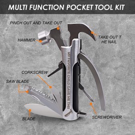 Fathers Gifts for Dad from Daughter Son MY FAVORITE CHILD GAVE ME THIS Hammer Multitool Camping, 12 In 1 Pocket Multi Survival Tools Cool Gadgets Christmas Birthday Gifts for Men Dad boyfriend
