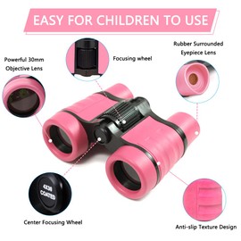 Lunriwis Kids Binoculars Binoculars HD High Power Telescope, 4x30 Large Field of View Kids Binoculars Toys for Boys and Girls 3-12 Years Outdoor Toys Gifts