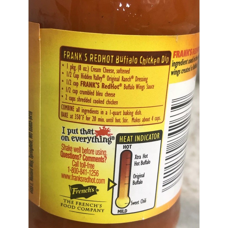 Frank’s RedHot Wings Buffalo Sauce:5 oz/148 ml.