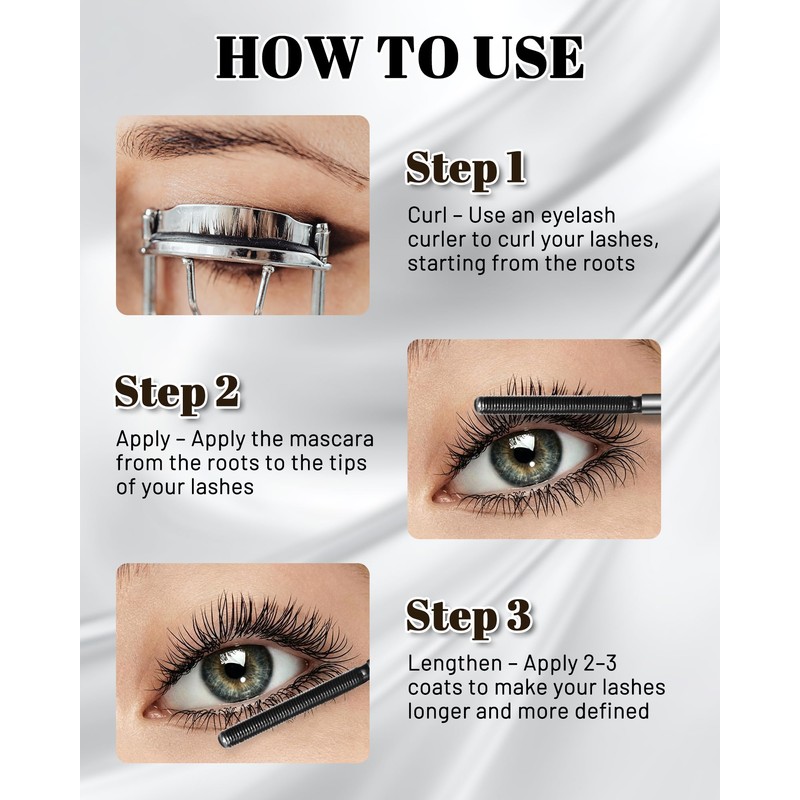 Waterproof Curling Metal Wand Mascara, Black Washable Iron Wand Rod