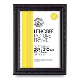 Lithobee - Black Ornate Stylish Quality Coloured Frame comes in Sizes A3 & A4 Ideal for Home Bedrooms Living Rooms Offices and Framing Photographs, Prints and Artwork