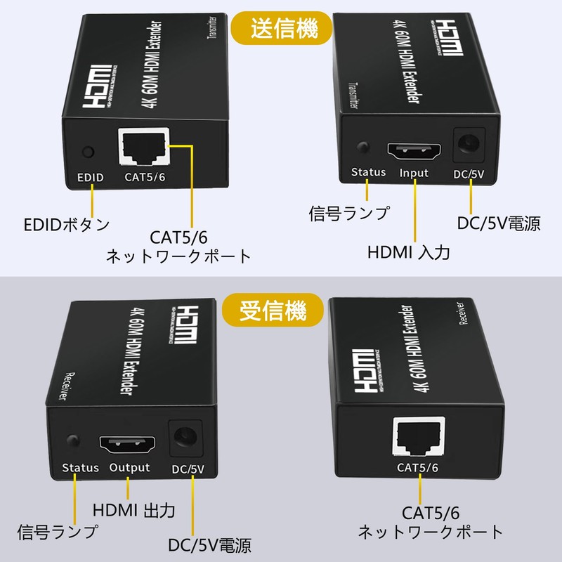 【4K 60M】 HDMI LAN Extender 60M Extender HD Extender PC