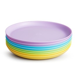 Munchkin Multi Toddler & Baby Plates, Bright Kids Plastic Plates Set, Dishwasher Safe Toddler Plates, Stackable Kids Plates, BPA Free Dish, Childrens Plates & Baby Weaning Plate Collection - Pack of 8
