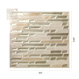 Tic Tac Tiles Peel and Stick Self Adhesive Removable Stick On Kitchen Backsplash Bathroom 3D Wall Sticker Wallpaper Tiles in Como Designs (10, Sand)