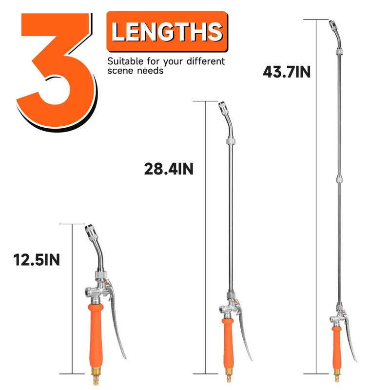 All Metal 44 Inches Replacement Sprayer Wand, 1/4" & 3/8"