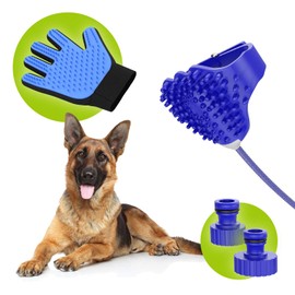 Bonamico Shower Buddy Sam Fur Care Set for the Dog, Hand Shower Set with Dog Shower Head, Fur Care Glove as a Dog Brush & Towel, Brush with Rubber Knobs as a Hand Brush
