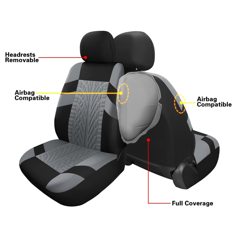 VarCozy Car Seat Covers Full Set, Front & Split Rear