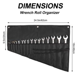 Wrench Organizer,Tool Roll Pouch – 16-Pocket Waterproof Oxford Cloth Wrench Roll Organizer for Garage, Workshop, Field Service & Home Repairs – for Mechanics & DIY Professionals (Black)