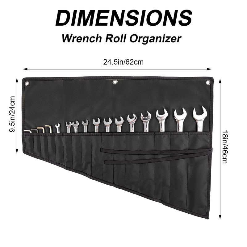 Wrench Organizer,Tool Roll Pouch – 16-Pocket Waterproof Oxford Cloth Wrench