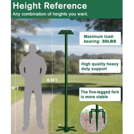 Sungaryard 90Inch Heavy Duty Bird House Pole Mount Kit with Frosted, Bird Feeder Pole Kit with 5 Prongs Base and 2 Plates, for Outdoor, Yard, Garden, Green(Birdhouse Not Include)