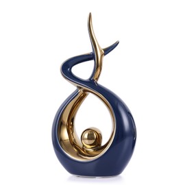 PlivBloom Gold Blue Modern Sculpture Table Decorations, Ceramic Knick Knacks Statues for Living Room Decor, Tv Stand and Desk Decor, Suitable for Coffee Tables and Shelf Decorations, Great Gift Idea