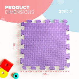 kidoola Foam Baby Play Mat (29x29cm) – Thick & Soft EVA Foam Interlocking Floor Tile Matting for Children – Large Multi Colour, Safe & Comfortable 7mm Thick Play Flooring (27pc)