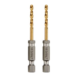 DEWALT Drill Bit Set, 1/8", 2-pc, Titanium Nitride Coated, Tapered Core for Optimum Durability (DD5108T)