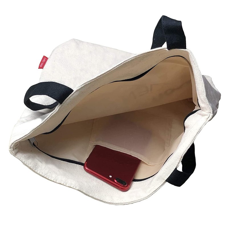 Econanos Hellobags2019 Canvas & Beach Tote Bag, 38 cm, White
