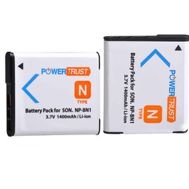 PowerTrust 2X NP-BN1 Battery for Sony NP BN1 NPBN1 BC-CSN and Cyber-Shot DSC-QX10 QX30 QX100 DSC-TF1 DSC-TX10 TX20 TX30 DSC-W530 DSC-W570 DSC-W650 DSC-W800 DSC-W830 Digital Camera