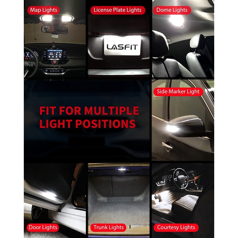 LASFIT 194 LED Bulb 6000K White, T10 168 2825 W5W