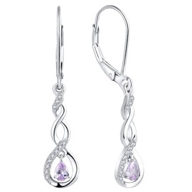 YL Dangle Drop Earrings Sterling Silver Infinity Leverback Earrings Created Alexandrite Twisted Jewelry
