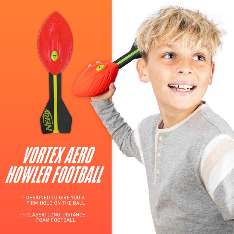 Nerf Vortex Aero Howler Foam Ball, Classic Long-Distance Football, Flight-Optimizing