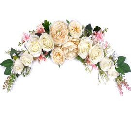 OrgMemory - Flores de arco de boda, guirnaldas florales artificiales, 27 pulgadas, guirnaldas decorativas de flores artificiales para puerta, boda, fiesta, decoración del hogar (champaña)