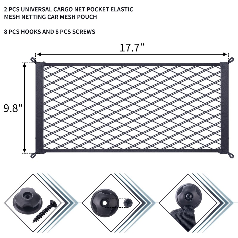 MWMNUN 2 Pcs Universal Stretch Mesh Car Mesh Bag with