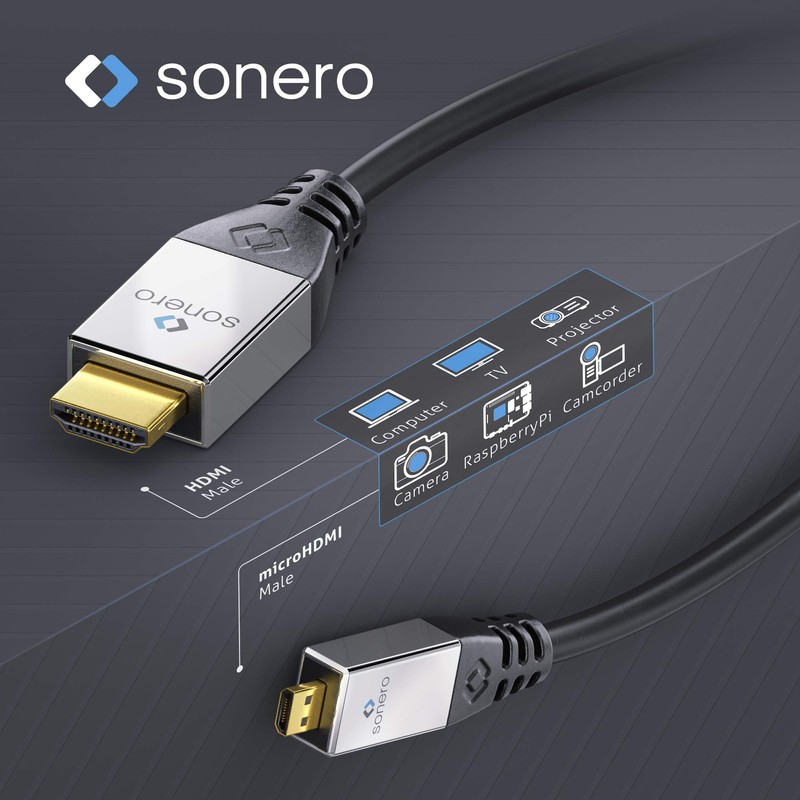 Sonero Premium High Speed Micro HDMI Cable with Ethernet, 1.00