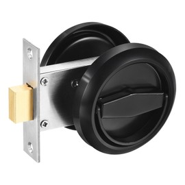 YOKIVE Sleek Stainless Steel 304 Recessed Door Lock, with Hidden Cup Handle | Use Privacy Pocket Doors Great for Home Office Black