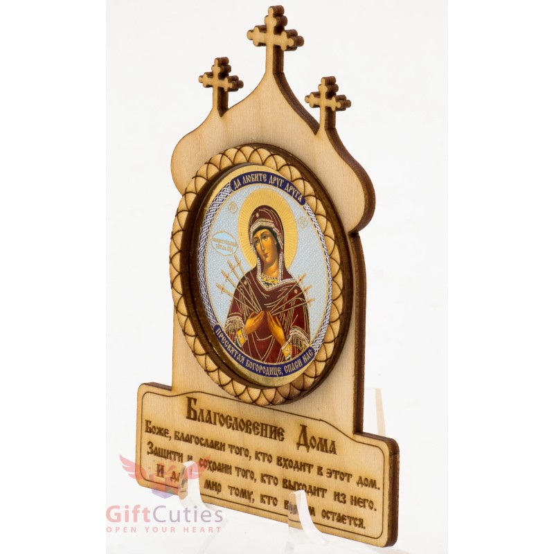 Our Lady of Sorrows Семистрельная Icon Wooden Magnet Prayer Благословение
