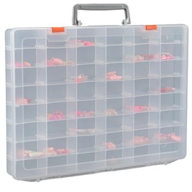 Geroosaty Large Plastic Organiser Box with 48 Compartments and Adjustable Dividers, Organiser for Storing Craft Utensils, Organiser for Fishing Boxes, Transparent
