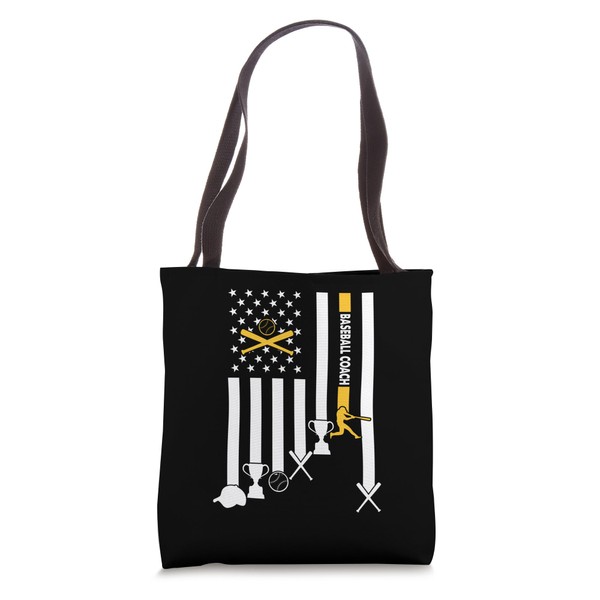 Baseball Coaching Men Training Baseball Coach American Flag Tote Bag