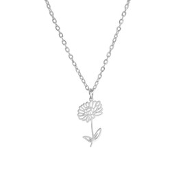 kkjoy Birth Month Flower Necklace Stainless Steel November Chrysanthemum Pendant Best Friend Jewellery Gifts Women Girls, - Silver, 45+5cm (GX-ASS2022010311-S)