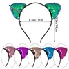 Haakong Cat Ear Headbands Sequin Headwear Hair Band Party Decoration