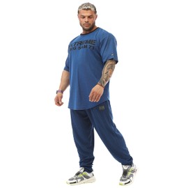 BIG SAM SPORTSWEAR COMPANY Pantalones deportivos para hombre con bolsillos, diseño cómodo, pantalones activos para gimnasio, Azul / Patchwork, Large