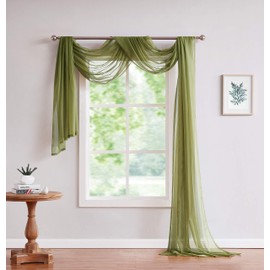 LinenZone Amazing Sheer Window Scarf Fabric Sheer Voile Curtain for Window Treatment - Add to Window Curtains for Enhanced Effect (1 Scarf 56"x144", Coral)