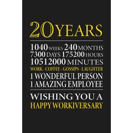 20th Year Work Anniversary: Employee Appreciation Gift for Job Milestone of 20 Years of Service