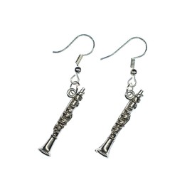 Miniblings Clarinet Instrument Earrings – Handmade Fashion Jewellery I Orchestra Clarinetist Band Jazz Silver – Earrings Silver-Plated, Metal, No Gemstone