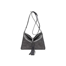 JEN & CO. Small Crossbody Bags for Women - Clutch Purse Vintage Handbag Look Marie Crossbody with Grommet Details and Foldover Tassel, Gunmetal (M1941-GM)