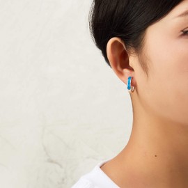 Philip Jones Blue Synthetic Opal Hoop Earrings