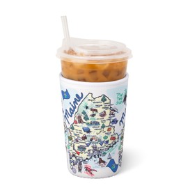 Swig Life Medium Iced Cup Coolie, Standard 22oz Iced Coffee Cup Insulator Sleeve with Handle, Neoprene Insulated Coolie Keeps Drinks Cold (Maine)