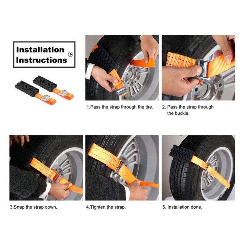 2Pcs Car Escape Board Chain Design Portable Anti Slip Rugged