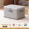 Foldable Storage Box with Lid - Durable Beige Checkered Organizer