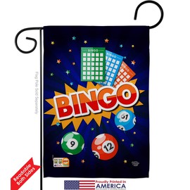 Ornament Collection GS192126-BO-02 Bingo Interests Hobbies Impressions Decorative Vertical 13" x 18.5" Double Sided Garden Flag Set Metal Wall Hanger Hardware